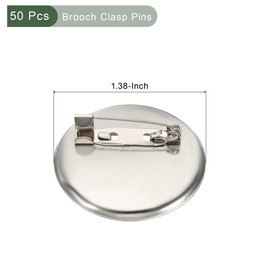 YOKIVE Pack of 50 Brooch Clips Disc Base Blank Clips Sewing Badge Craft Ideal for Art, Home, Business, Daily Use (Silver, 1.38 Inches)