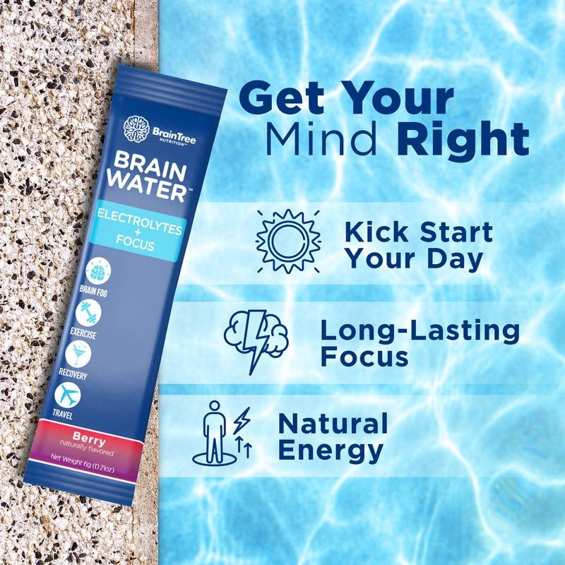 BrainTree Nutrition Brain Water Electrolytes for Energy and Focus -