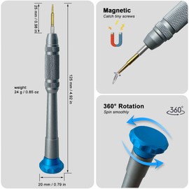 Pentalobe Screwdriver P5 for Laptop Computer, Star-shaped Tip, 5 Point Star Precision Screwdriver P5 1.2mm TS4 PL4, S2 Steel Tip, Free Spin Cap, Anti-slip Aluminum Alloy Handle