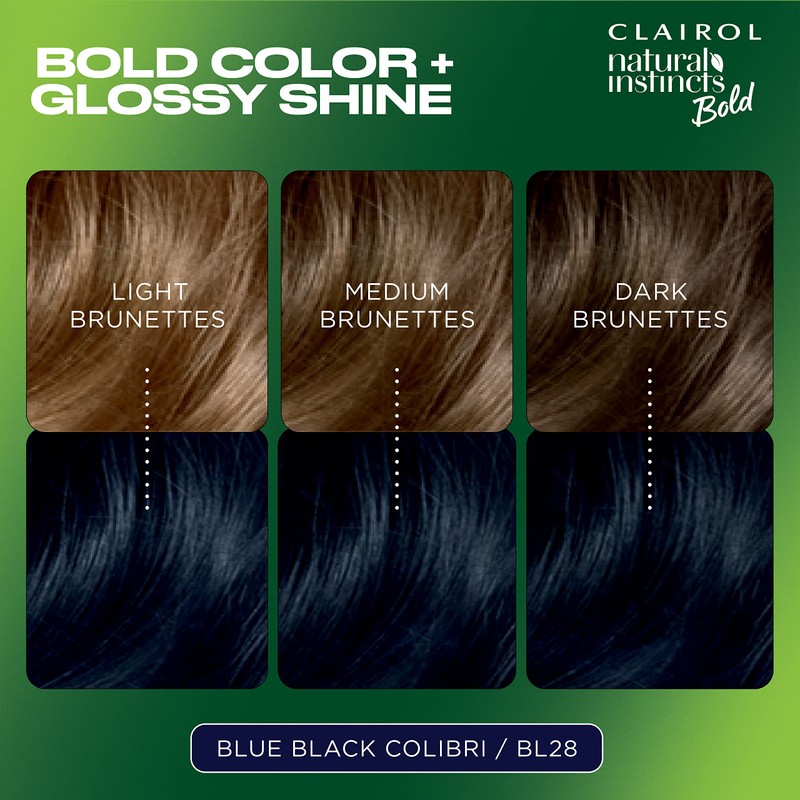 Clairol Natural Instincts Bold Permanent Hair Dye, BL28 Blue Black