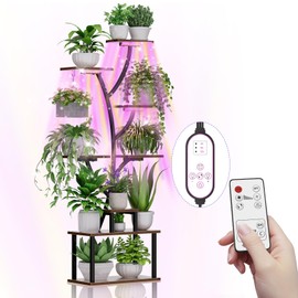 VTONCE Plant Stand Indoor, 8 Tiered 64" Tall Plant Stands with Grow Lights, Metal Plant Shelf for Multiple Plants, Corner Plant Stand, Modern Home Decor for Living Room, Patio