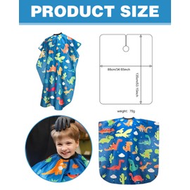 KEMUZ Kinder Friseurumhang, Haarschnitt Friseurumhänge, Verstellbarer Kleiner Dinosaurier Muster Umhang Friseur, Friseur Umhang für Jungen und Mädchen Erwachsene Friseursalon Zubehör