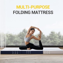 Avenco Foldable Mattress Queen, Folding Mattress 4 Inch Memory Foam, Trifold Mattress Portable with Removable Cover & Detachable for Guest Room/Caravan/Camping/Travel, Queen Size 80"x60"x4"