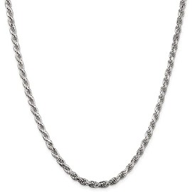 Savlano 925 Sterling Silver 3mm Solid Italian Rope Diamond Cut Twist Link Chain Necklace With a Gift Box For Men & Women - Made in Italy (24, 3mm)