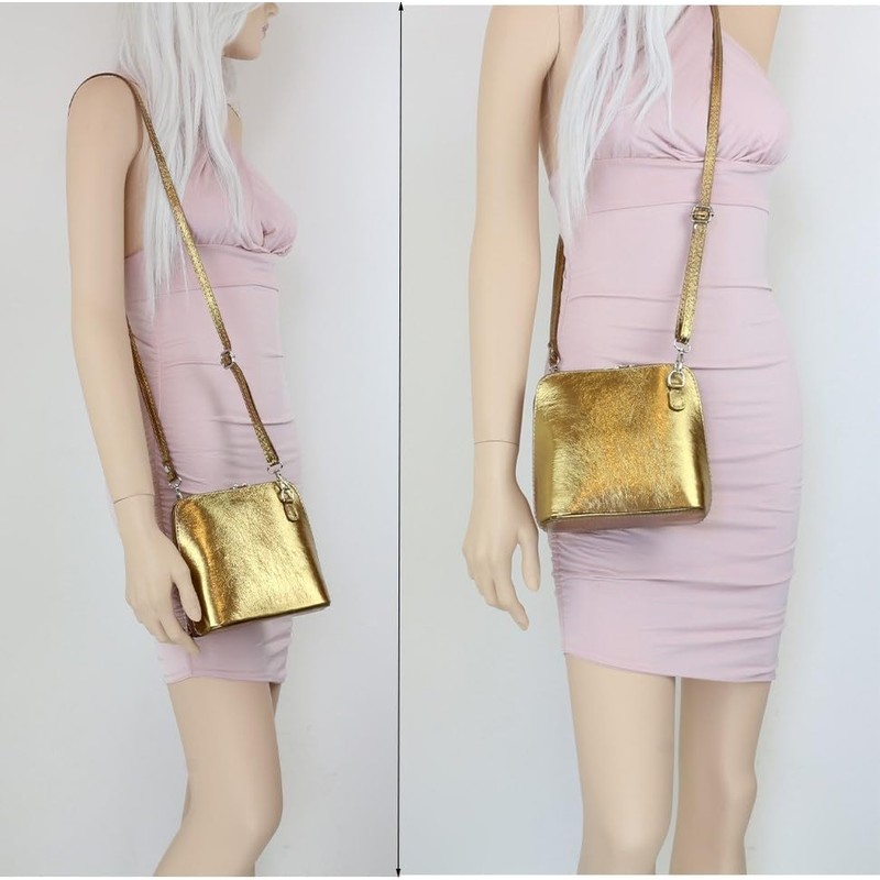 Girly HandBags Metallic Genuine Leather Cross Body Shoulder Bag --
