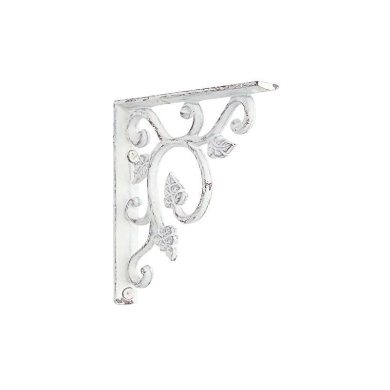 Naiture Grape Leaves Iron Shelf Bracket in Distressed White Finish