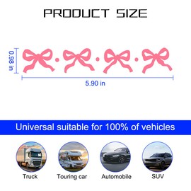 Zpana Car Rearview Mirror Sticker,3PCS Cute Bow Vehicle Rear View Decal, Waterproof Automotive Window Wall Door Protector Decoration Accessories, Universal for SUV, Sedan, Truck