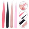 Baluue 4pcs Stainless Steel Eyebrow Clips Pointed Tweezers for Precision