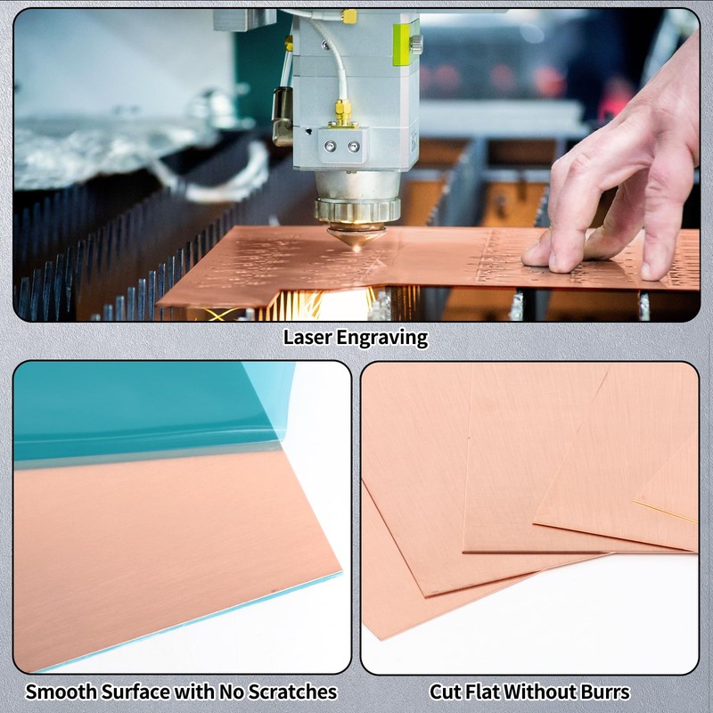 Adrattnay 6-Pack 99.9% Pure Copper Sheets Metal 6 "x 6",