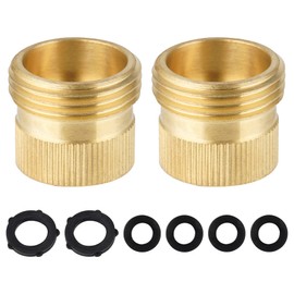 Hibbent Brass Female Threaded Tap Connector for Hose Pipe, Sprinkler Hose Adapter for 3/4 inch Male Garden Hose x 1/2 inch Female Pipe, Double Male and Female Brass Connector, 2 Pack