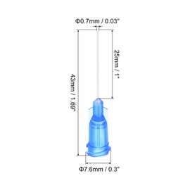 sourcing map 100 Pcs 22G Plastic Dispensing Needles With Luer Lock, 1" PTFE Needle Tube PP Heat-Resistant Plastic Blunt Tip for Liquid Glue Gun, Blue