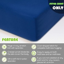 Fitted Sheet- COSMOPLUS Full Fitted Sheet Only（No Flat Sheet or Pillow Shams）,4 Way Stretch Micro-Knit,Snug Fit,Wrinkle Free,for Standard Mattress and Air Bed Mattress from 8” Up to 14”,Navy
