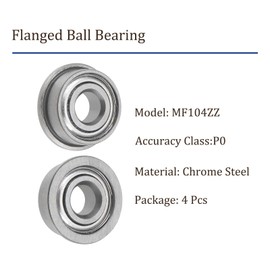 Kozelo 4Pcs Flanged Ball Bearing - [4mmID x 10mmOD x 4mmThickness] Replacement for Lawnmower, Carts & Hand Trucks Wheels and Wheelbarrows, Chrome Steel