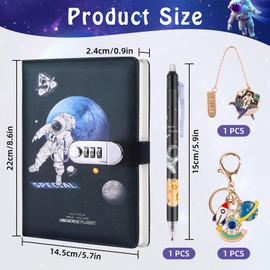 FICOFISE Diary with Lock A5: Leather Diary Boys Children 240 Pages Refillable Journals with Code with Pen Keyring Bookmark Holder for Teenagers Adults Girls (22 x 14.5 cm)