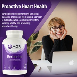 AOR - Berberine 500mg, 60 Caps - Berberine Supplement for Healthy Lipid Levels and Cholesterol Health - LDL Cholesterol Lowering Supplement - Lower Triglycerides Supplement - Cardiovascular Supplement