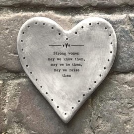 East of India Rustic Heart Coaster with Sentiments Friendship (Strong Woman)