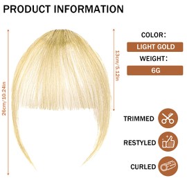 ELNX Clip in Bangs Human Hair 100% Bangs Hair Extensions Natural Clip in Bangs Clip in Bangs Faux Fringe Bangs Hair Clip Synthetic Hair for Women and Girls Daily Wear (Light Gold)