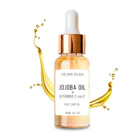 THE PURE SPLASH Jojoba Oil with Vitamins C and E – Natural Face and Body Oil | Deep Hydration & Repair | Non-Greasy, Lightweight Formula | Brightening and Anti-Aging Skincare | 60ml