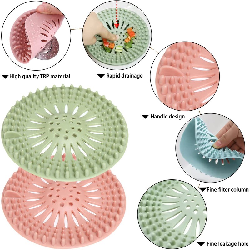 5 Pack Hair Catcher Durable Silicone Hair Stopper Shower Drain