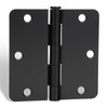 goldenwarm 24Pack Matte Black Door Hinges 3.5 Inch Rounded Interior
