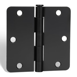 goldenwarm 24Pack Matte Black Door Hinges 3.5 Inch Rounded Interior Door Hinges Black Matte 3-1/2'' with 1/4'' Radius Corners