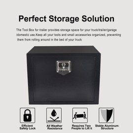 PRUNkuar 24 Inch Underbody Truck Tool Box Heavy Duty Steel Plated Storage Box with T-Handle Lock Waterproof Smooth Surface 24"x 18"x 18" for Pickup, Truck Bed, RV, Trailer Black