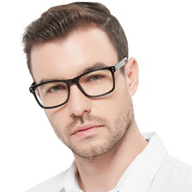 OCCI CHIARI 6.0 Reading Glasses Men Fashion Rectangle Readers Black Eyeglasses(1.0 1.25 1.5 1.75 2.0 2.25 2.5 2.75 3.0 3.5 4.0 5.0 6.0)