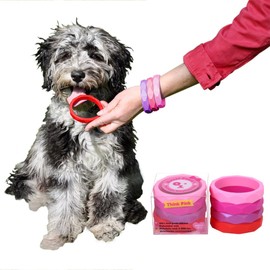 Sweet Paws Puppy Teething Rings - 4 Pack, Bracelet Food Grade Silicone Chew Toys for Small Dogs-Medium Dog, Puppy Nipping Solution Toys, Chew Toys for Puppies 0-6 Months - Think Pink