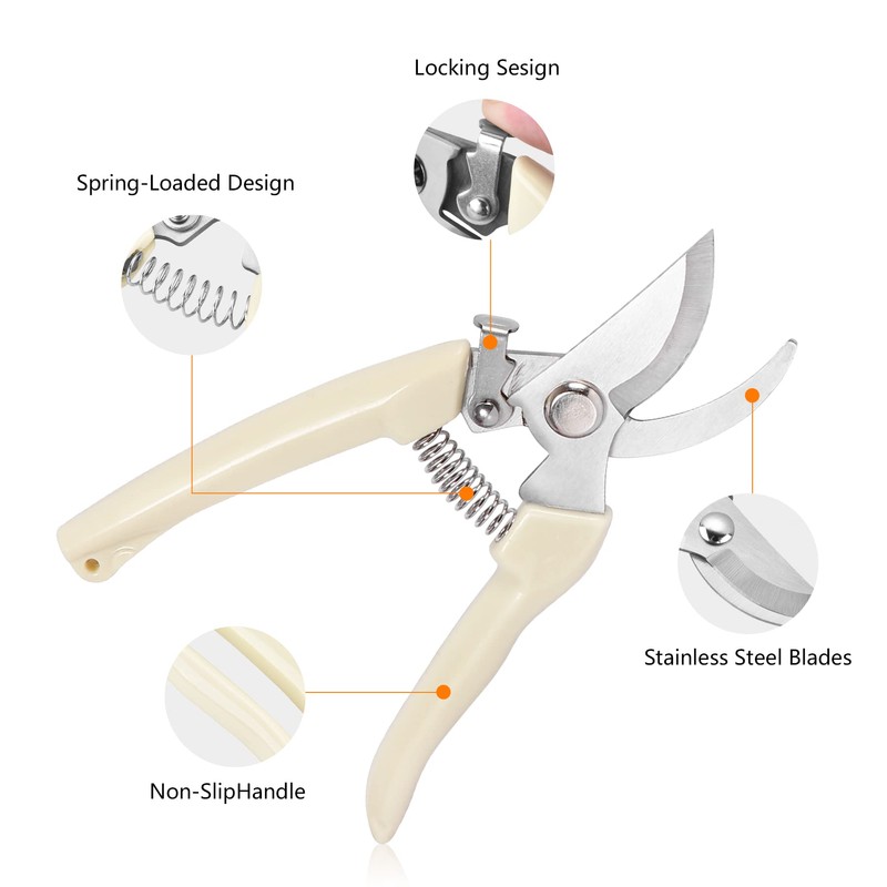 Garden Scissors for Plant, Tip Pruning Shears for Cutting Flowers,