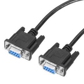 MECCANIXITY 6.6 ft DB9 RS232 Serial Cable, Straight Through RS-232 Female to Female 9 Pin Extension Cable for Data Communication, Black