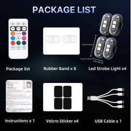 DHDBDUB 1PCS Wireless LED Lights for car，with Remote Control, high brightness wireless led strobe light 8 Colors USB Charge IP65 Waterproof Anti-Collision for Car Motorcycle Aircraft Bike