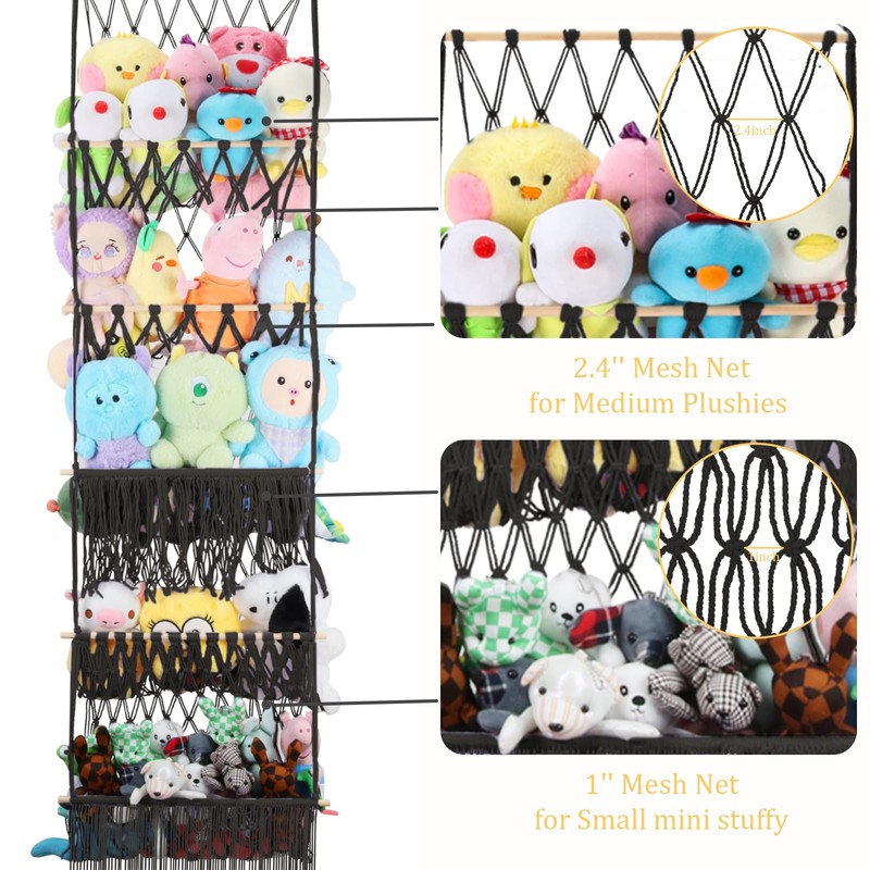 iHansee 5 Tier Stuffed Animal Storage Shelf Net, 17x61 Inch