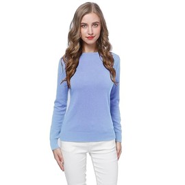 WOSICA Women's 100% Pure Cashmere Long Sleeve Crew Neck Sweater (XL, Belgravia)