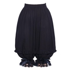 Vibsion - Pantalones de calabaza para mujer estilo victoriano Lolita Bloomers, Negro -, Large