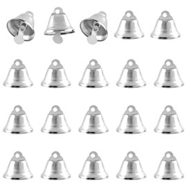Framendino, paquete de 20 colgantes de campanas de cascabeles para decoración de boda, 30 mm, color plateado