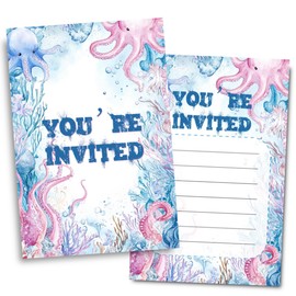 Doguiei Under the Sea Octopus Birthday Party Invitations Cards