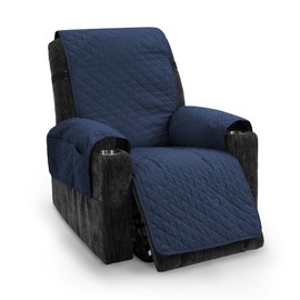 TIANSHU Waterproof Armchair Protector, Double-Sided Use Chair Cover, Relaxing Chair Protector, Pet-Friendly, Non-Slip, Removable and Washable Armchair Protector for TV Chair (Dark Blue)