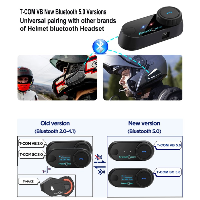 TCOM VB New Version Motorcycle Helmet Bluetooth Headset with Music