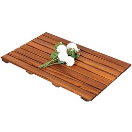 VaeFae Teak Shower Mat, Non-Slip Bath Mat, Luxury Spa Mat, Wooden Mat for Bathtub, 26 x 17 in