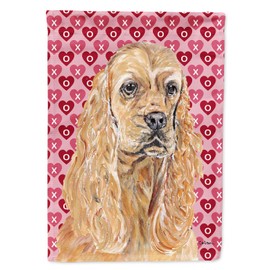 Caroline's Treasures SC9556CHF Buff Cocker Spaniel Hearts and Love House Flag Large Porch Sleeve Pole Decorative Outside Yard Banner Artwork Wall Hanging, Polyester, House Size, Multicolor