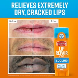 O'Keeffe's Bálsamo labial reparador de labios refrescante para labios secos, agrietados, palo, paquete doble
