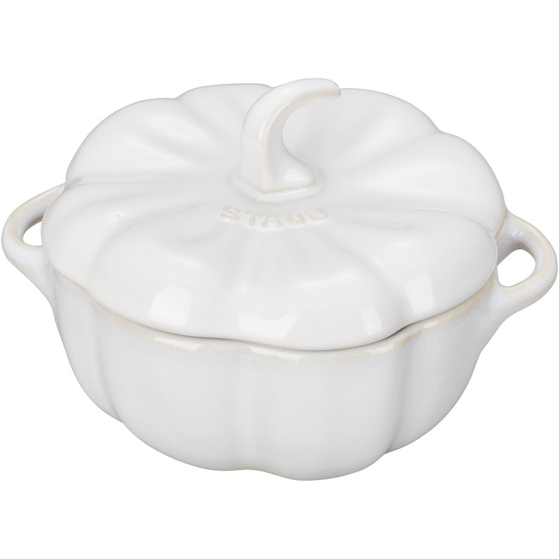 STAUB Ceramic 2-pc Petite Pumpkin Cocotte Set, 0.75-qt/24-oz, Rustic Ivory