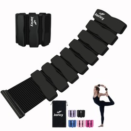 Adjustable Ankle Weights for Women Men 2 LBS Set [1 lb Each Weight] Silicone Wrist Weights Pilates Arm Leg Weighted Bracelet for Yoga Dance Physical Therapy Running Walking Swimming Gym Black