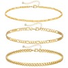 YANODA 3Pcs Gold Ankle Bracelets for Women Dainty 14k Gold
