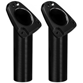 Young Marine Set of 2 Aluminium Heavy Duty Flush Mount 30 Degree Rod Holder for Fishing Boat, Black