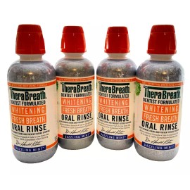 THERABREATH (4PACK) Whitening Oral Rinse Dazzling Mint 16 fl oz BB 09/26