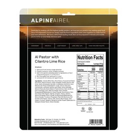 AlpineAire Foods Al Pastor with Cilantro Lime Rice 5.60 Oz Freeze-Dried Meal, Gluten-Free, High-Protein, Perfect for Camping and Emergency Preparedness 2 Servings 610 Calories 32g Protein Pack of 1