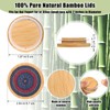 Yaomiao 12 Pieces Yogurt Jar Lids Set, Reusable Bamboo Mandala