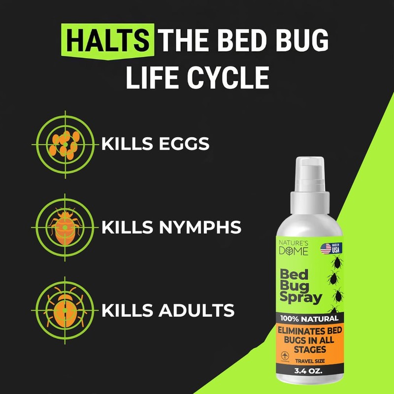 Nature's Dome TSA Approved Travel Bed Bug Spray (3.4 oz)