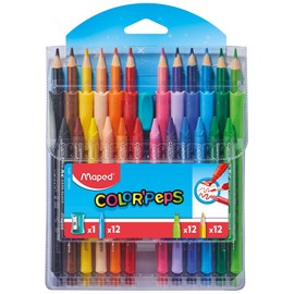 Maped - Combo Color'Peps Color'Peps - 12 Colouring Pencils + 12 Felt Tip Pens Ocean + 12 Wax Chalk + 1 Sharpener